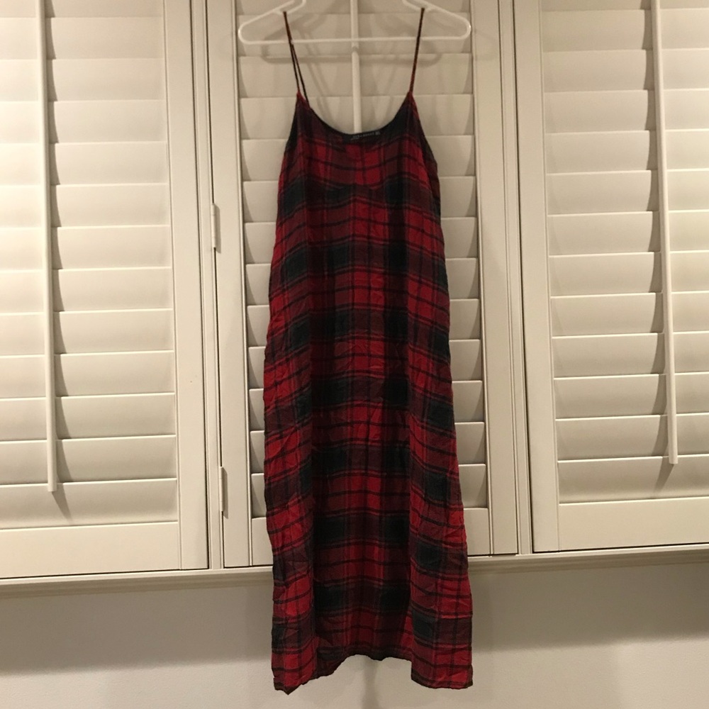 Zara red plaid midi dress
